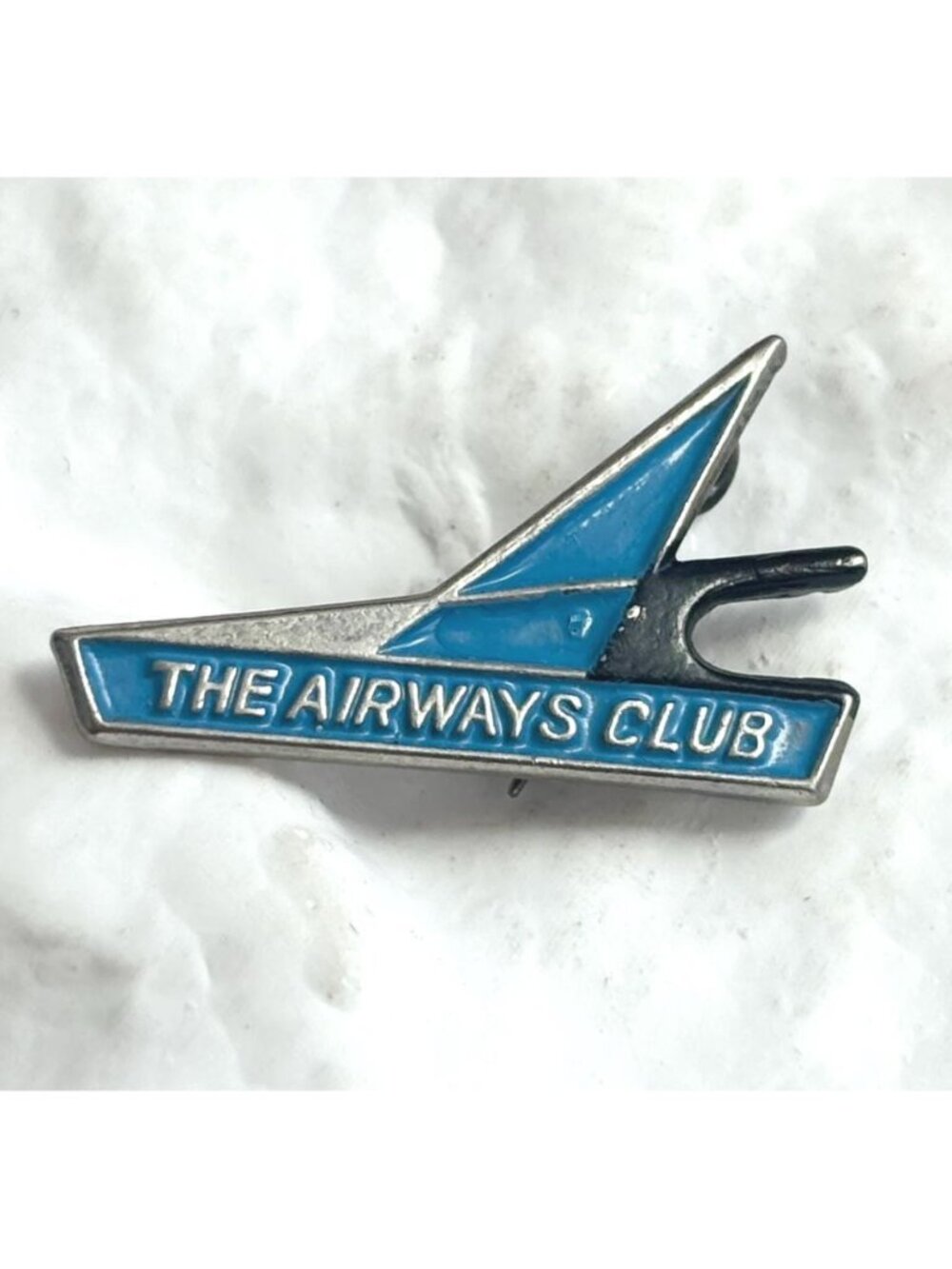 The Airways Club Stylized Blue Plane Souvenir Vintage Silver Toned Lapel Pin
